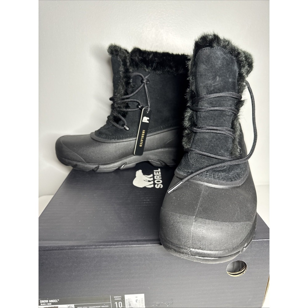 Womens Sorel Sueded‎ Winter Boots Black Snow Angel Size 9 NEW IN BOX - Picture 2 of 6